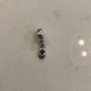 Genuine Pandora Flip Flop Charm w Pink Stone Marked 925 ALE. Very cute! Retired